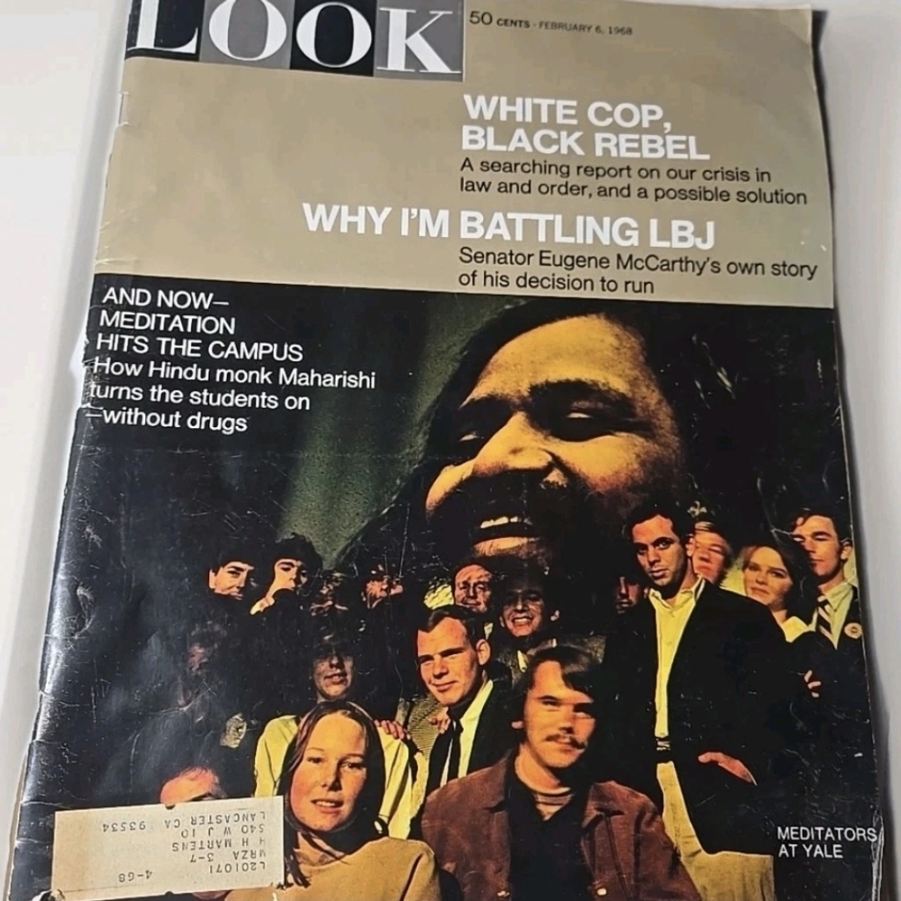 Look Magazine February 1968 White Cop, Black Rebel Vintage, Complete With Ads